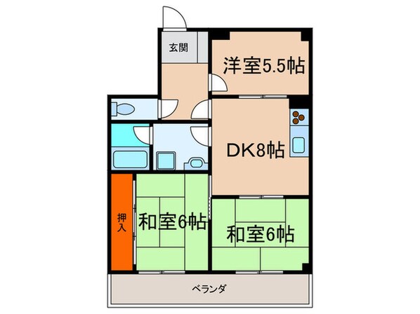 真栄マンション梅坪(502)の物件間取画像